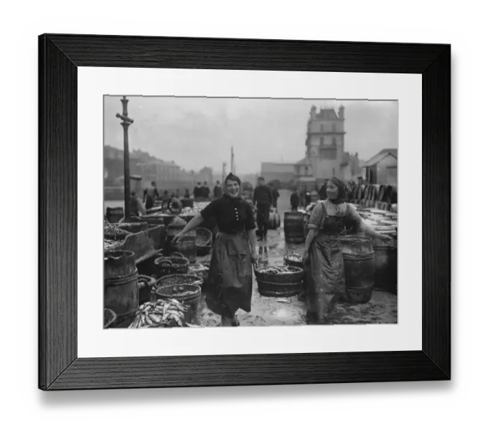 Framed Print : Scotch lassies engaged in curing kippers at Douglas, on the Isle of Man September Framed Print : Scotch lassies engaged in curing kippers at Douglas, on the Isle of Man September