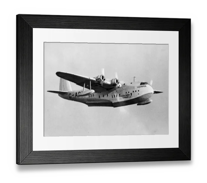 Framed Print : New Imperial Airways flying boat Cassiopeia in flight after taking off from Southampton