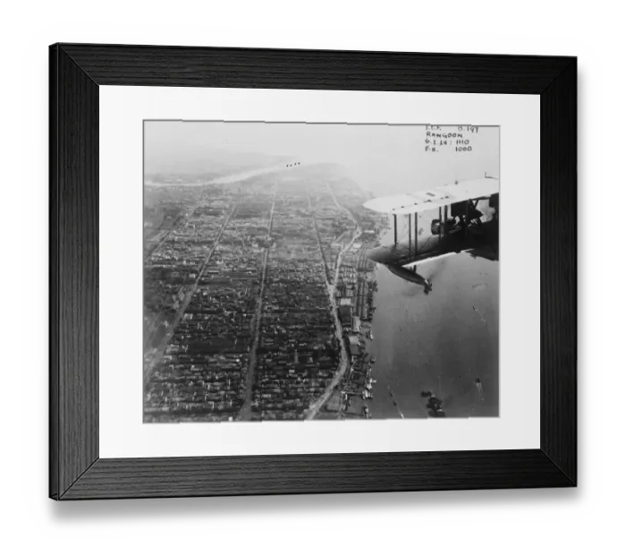 Framed Print : The Empire from the air. Four RAF flying boats tour. Rangoon. 24 July 1928 Framed Print : The Empire from the air. Four RAF flying boats tour. Rangoon. 24 July 1928