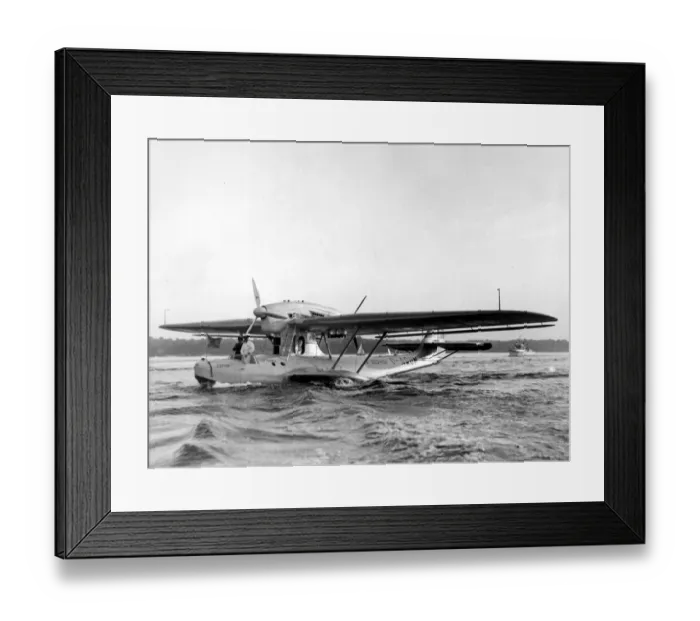Framed Print : Blazing air mail route across Atlantic Lufthansa Dornier flying boat Zephir resting Framed Print : Blazing air mail route across Atlantic Lufthansa Dornier flying boat Zephir resting