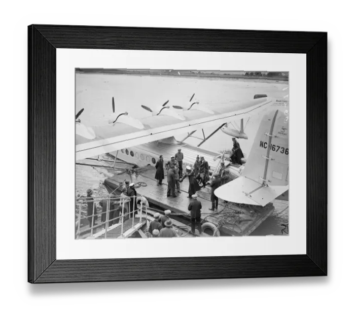 Framed Print : Comander, Captain Harold E Gray and members of they crew of the clipper Framed Print : Comander, Captain Harold E Gray and members of they crew of the clipper
