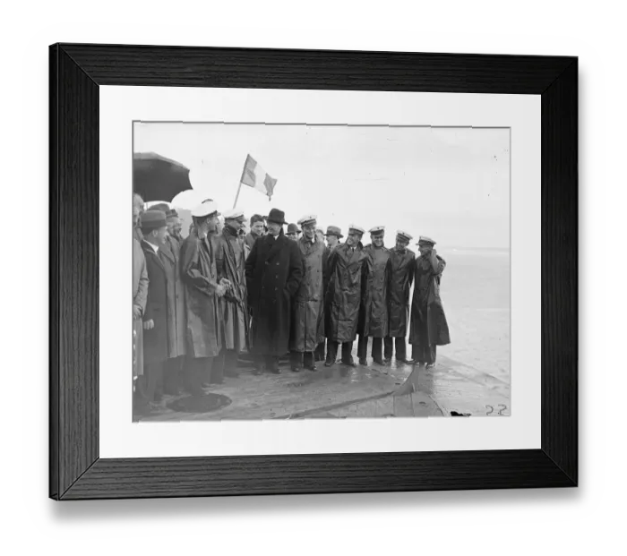 Framed Print : President Eamon de Valera shaking hands with the commander, Captain Harold E Gray Framed Print : President Eamon de Valera shaking hands with the commander, Captain Harold E Gray