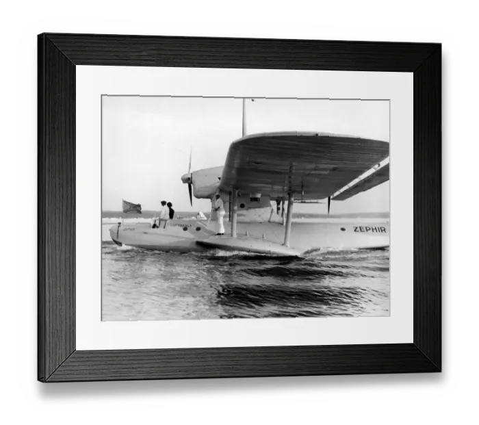 Framed Print : Blazing air mail route across Atlantic Lufthansa Dornier flying boat Zephir resting Framed Print : Blazing air mail route across Atlantic Lufthansa Dornier flying boat Zephir resting