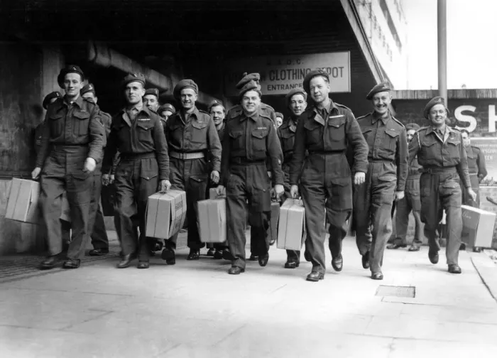 Framed Print : 1000 Class B have been released from the Army at Olympia, London. Among them are plumbers Framed Print : 1000 Class B have been released from the Army at Olympia, London. Among them are plumbers