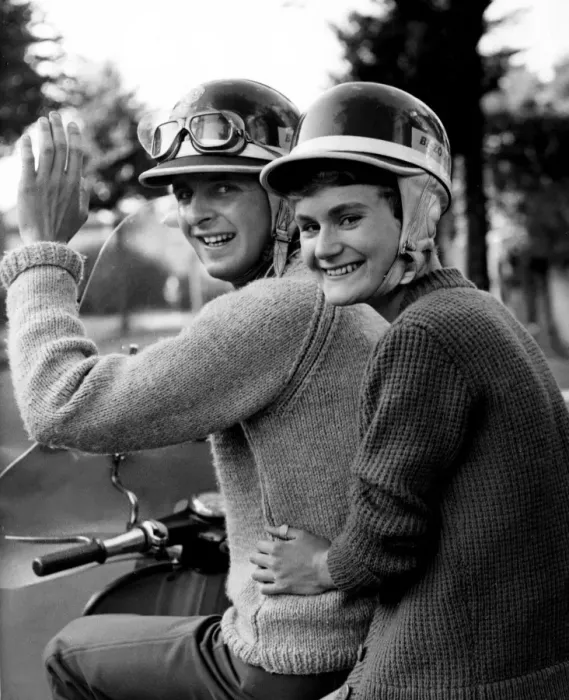 Framed Print : 1960s Michael Epps of Quernmore Road Bromley Kent is setting out with his girlfriend Miss