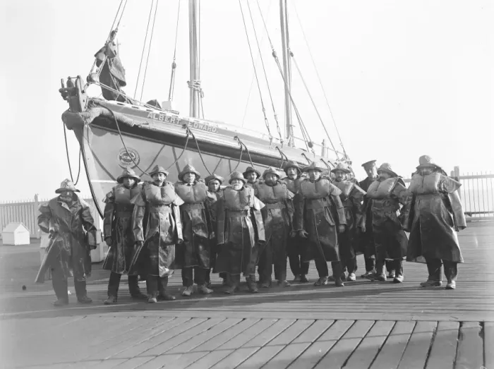 Framed Print : 6 April 1920 Clacton on Sea Life Boat crew