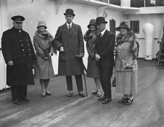 Framed Print : Aboard the SS Almeda at Tilbury. Captain W Turner Russell ( skipper ), Mr Dewey Framed Print : Aboard the SS Almeda at Tilbury. Captain W Turner Russell ( skipper ), Mr Dewey