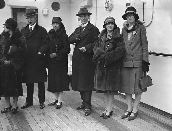Aboard SS Almeda at Tilbury. Sir Edward Vestey, Lady Vestey, general, Mrs