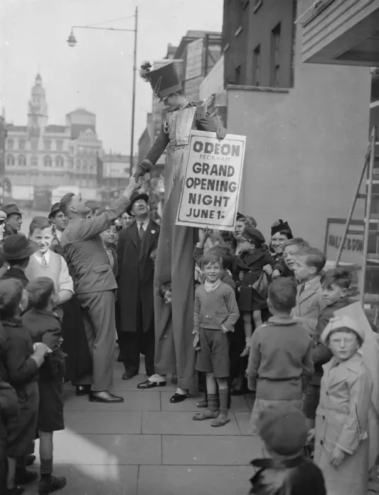 Framed Print : The advert for the opening of the Odeon in Peckham, London. 1 June 1938