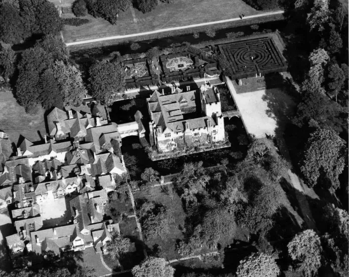 Framed Print : Aerial of Hever Castle and the Tudor Village Near Edenbridge Kent 1962 Framed Print : Aerial of Hever Castle and the Tudor Village Near Edenbridge Kent 1962