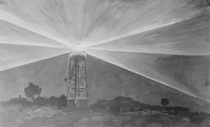 Framed Print : Aerial Lighthouse from original drawing by Mr A G Watson, the gas accumulator Co Framed Print : Aerial Lighthouse from original drawing by Mr A G Watson, the gas accumulator Co