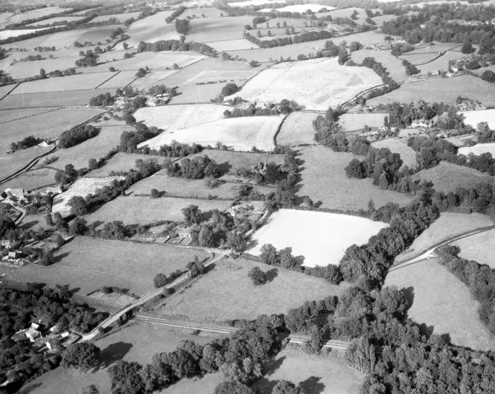 Framed Print : Aerial view of Drive Cottage, Hever, Kent, England 15 September 1962 Framed Print : Aerial view of Drive Cottage, Hever, Kent, England 15 September 1962