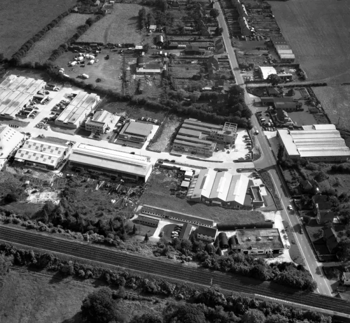 Framed Print : Aerial view of the north of Edenbridge, Kent, England Fircroft Way and Station Road Industrial
