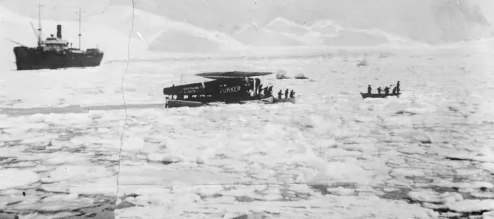 Framed Print : By aeroplane and airship across the North Pole. The return to its base at Kings Bay
