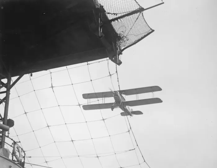 Framed Print : How aeroplanes land on a floating aerodrome. A naval aeroplane about to land near Framed Print : How aeroplanes land on a floating aerodrome. A naval aeroplane about to land near