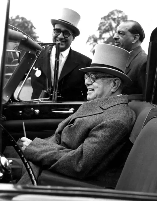 Framed Print : Aga Khan watches the Jockey Club Race from his car at Chantilly. 15th June 1952 Framed Print : Aga Khan watches the Jockey Club Race from his car at Chantilly. 15th June 1952
