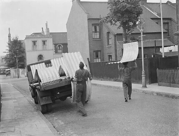 Air raid shelters being delivered to Gravesend, Kent. 1939
