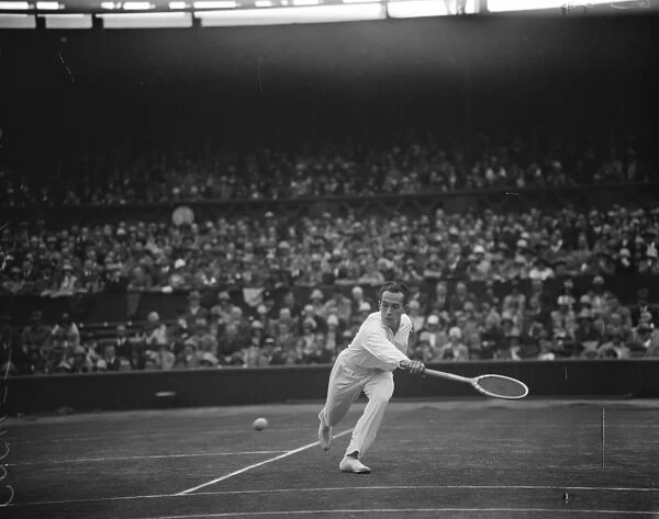 All French final at Wimbledon. Henri Cochet in play against Ren? Lacoste. 6