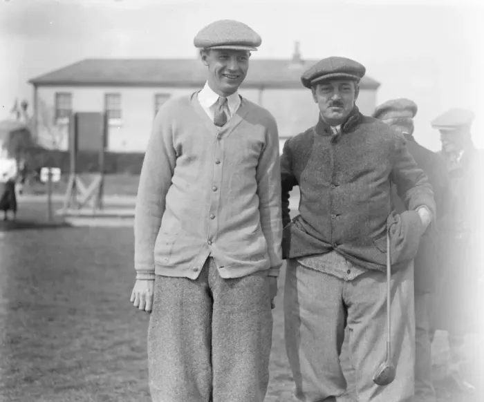 Framed Print : Amateur Golf Championship at Deal. Roger Wethered ( left ) and Robert Harris before