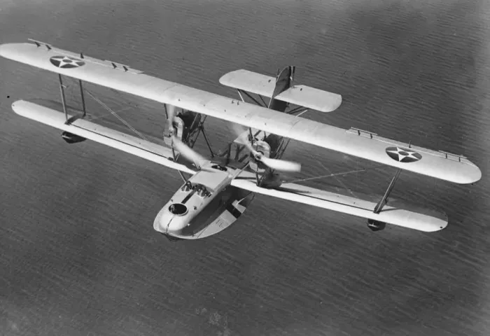 Framed Print : An American Naval Aircraft Factory PN-12 photographed while cruising above San Diego Bay
