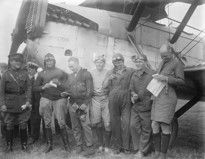 Framed Print : American world fliers arrive at Croydon The American fliers photographed after their