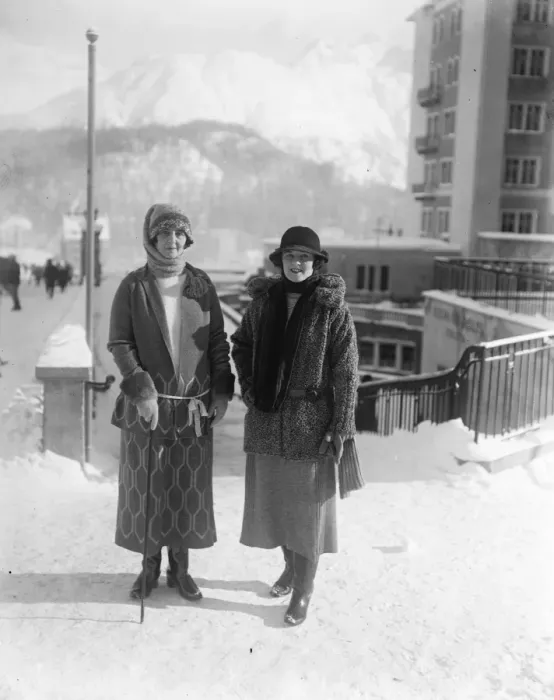Framed Print : Amid the snows of Switzerland. Lady Latta and her daughter Mary. 2 January 1924 Framed Print : Amid the snows of Switzerland. Lady Latta and her daughter Mary. 2 January 1924