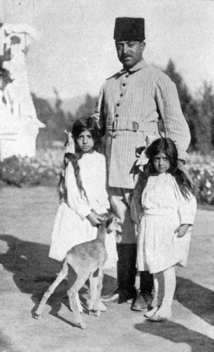 Framed Print : The Amir of Afghanistan photographed with his two daughters. 12 March 1928
