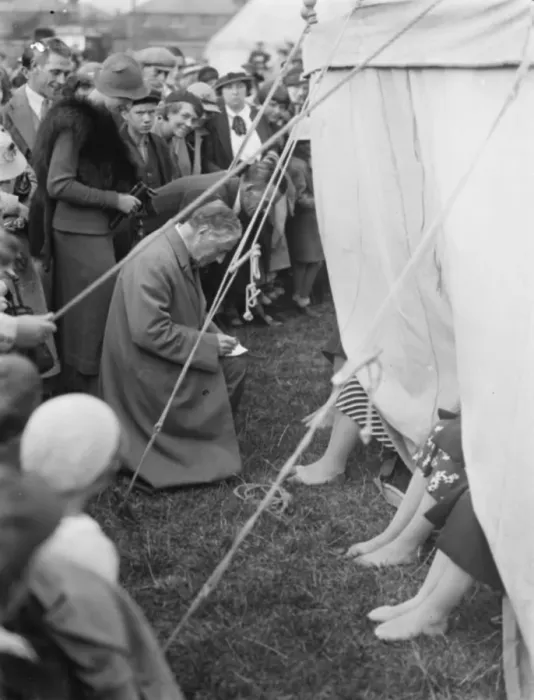 Framed Print : The ankle show at Swanscombe fete, Kent. 1936 Framed Print : The ankle show at Swanscombe fete, Kent. 1936