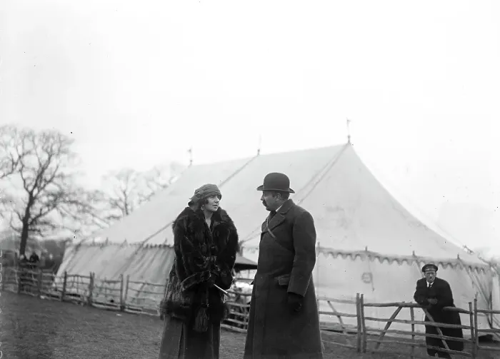 Framed Print : Annual bar point to point races at Edenbridge. Colonel George Gibbs, MP and the Hon Mrs Rupert Glynn. 8 April 1922 Framed Print : Annual bar point to point races at Edenbridge. Colonel George Gibbs, MP and the Hon Mrs Rupert Glynn. 8 April 1922