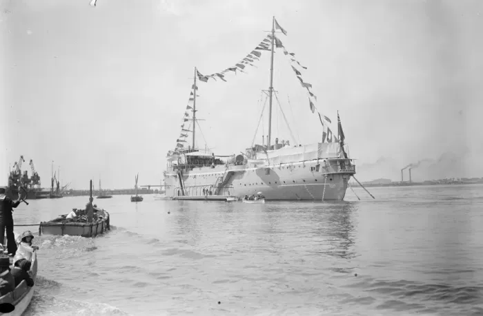 Framed Print : Annual inspection and prize distribution on training ship Warspite. 14 July 1924