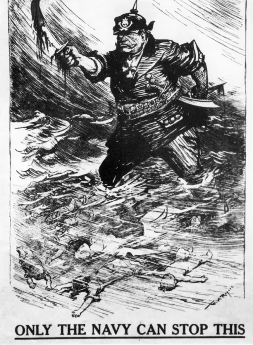 Framed Print : Anti German Poster Only the Navy can stop this