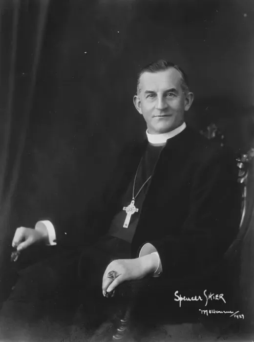 Framed Print : Archbishop of Melbourne on his way to England for a 10 months holiday. The Archbishop Framed Print : Archbishop of Melbourne on his way to England for a 10 months holiday. The Archbishop