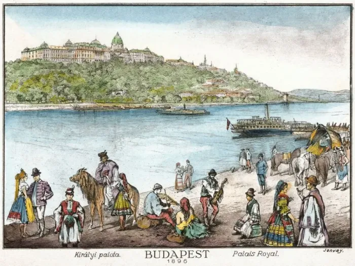 Framed Print : Archive Hungary - Budapest 1896 - postcard. View from Pest (east) across the Danube Framed Print : Archive Hungary - Budapest 1896 - postcard. View from Pest (east) across the Danube