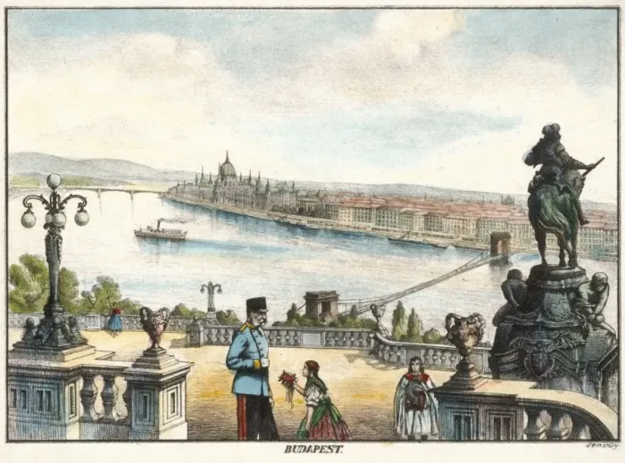 Framed Print : Archive Hungary - Budapest 1896 - postcard. View from the Royal Palace in Buda