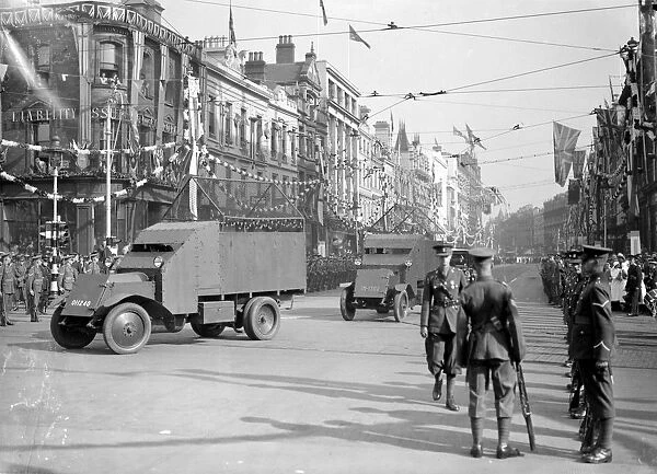 Armoured cars patrolling the Royal route in Belfast 28th July 1937