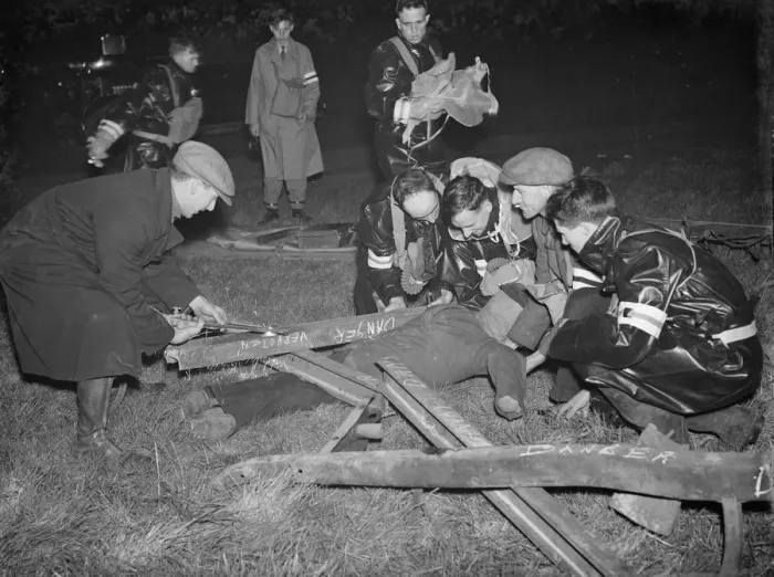Framed Print : ARP ( air raid precaution ) demonstration at Horton Kirby, Kent. Rescue work Framed Print : ARP ( air raid precaution ) demonstration at Horton Kirby, Kent. Rescue work