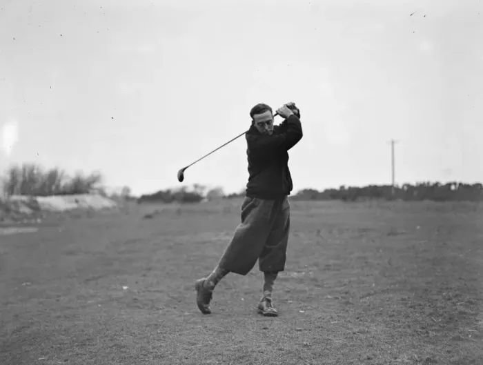 Framed Print : Arsenal Football Club at Brighton. Joe Hulme, the outside right, on the Dyke golf links Framed Print : Arsenal Football Club at Brighton. Joe Hulme, the outside right, on the Dyke golf links