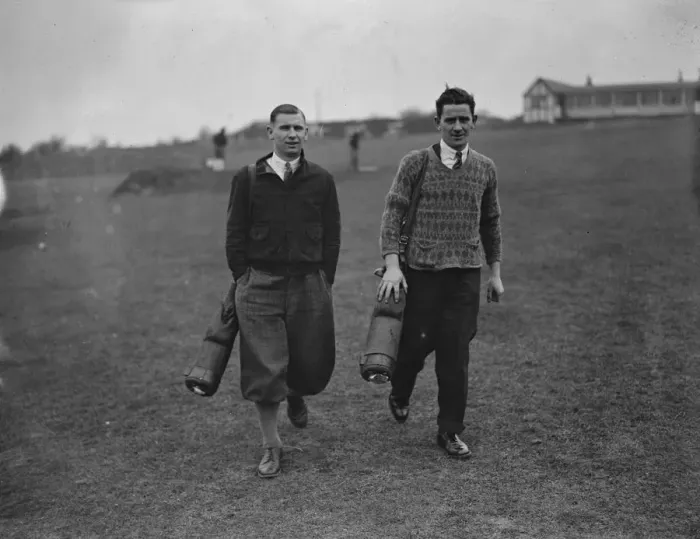 Framed Print : Arsenal Football Club players on the Dyke golf links at Brighton. Cliff Bastin