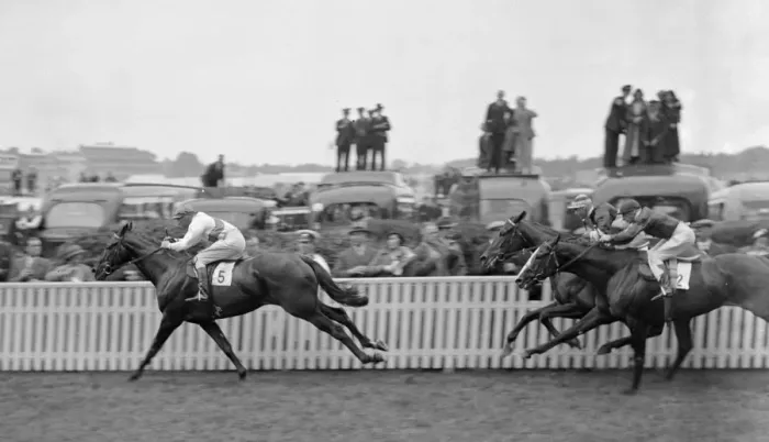 Framed Print : Ascot race meeting, 1935. Caracol leading in the Churchill Stakes. 19 June 1935 Framed Print : Ascot race meeting, 1935. Caracol leading in the Churchill Stakes. 19 June 1935
