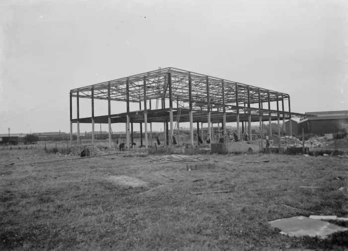 Framed Print : The Ascott Gas, Water, Gesyers Works Ltd, at Neasden under construction. 1937 Framed Print : The Ascott Gas, Water, Gesyers Works Ltd, at Neasden under construction. 1937