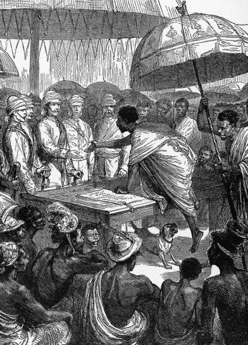 Framed Print : Ashanti - King Attah of Akim greets her Majestys Commissioner King Attah met