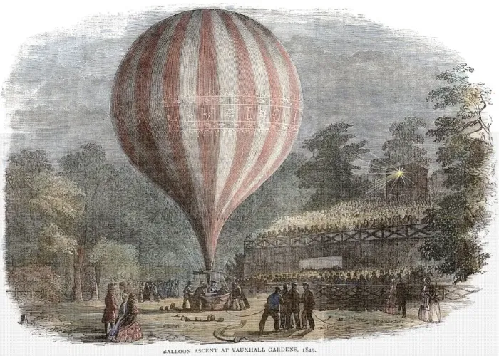 Framed Print : Balloon ascent at Vauxhall Gardens 1849 History of London - Vauxhall  /  Lambeth