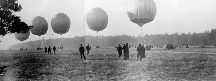 Framed Print : Balloon and parachutists start new fashion in propaganda work. Something new in Framed Print : Balloon and parachutists start new fashion in propaganda work. Something new in