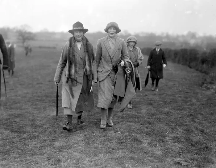 Framed Print : Bar Point to Point Steeplechases at Edenbridge. Lady Camden (right) and Lady Henry Neville. 9 April 1922