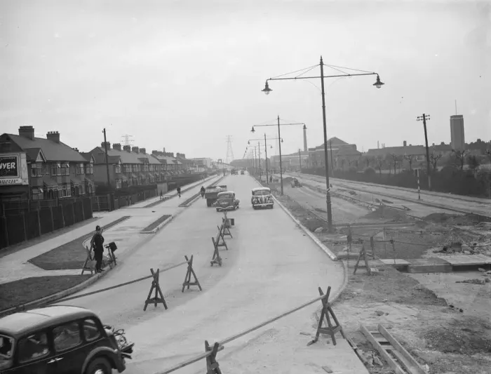 Framed Print : Barking bypass widening. Looking east. 28 May 1938 Framed Print : Barking bypass widening. Looking east. 28 May 1938