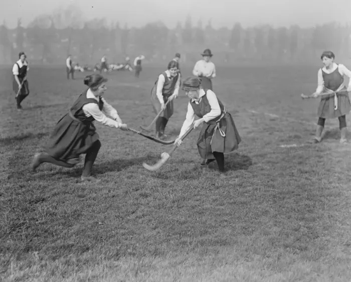 Framed Print : Bedford College Students Hockey at Paddington 20 March 1920 Framed Print : Bedford College Students Hockey at Paddington 20 March 1920