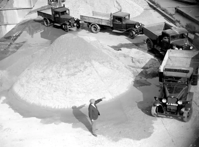 Framed Print : Bedford truck at the Sand & Gravel Co Ltd, gray gravel pit in Sidcup, Kent. 1934 Framed Print : Bedford truck at the Sand & Gravel Co Ltd, gray gravel pit in Sidcup, Kent. 1934