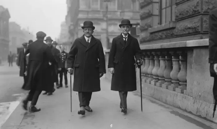 Framed Print : Belgian Ministers confence at Chequers. M Theunis, the Belgian Premier and M Hymans Framed Print : Belgian Ministers confence at Chequers. M Theunis, the Belgian Premier and M Hymans