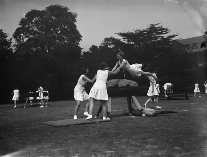Framed Print : Bergman Osterberg College of Physical Education in Darford, Kent. Girls do gymnastics