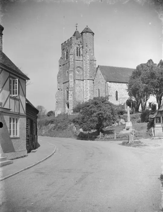 Framed Print : The Birling church and Smithy near Meopham, Kent. 1939